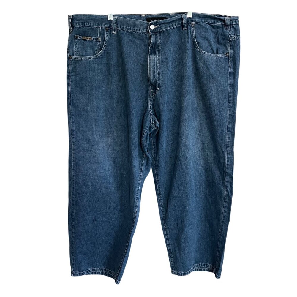 Mens Calvin Klein Blue Denim Jeans Loose Fit 52x28 Measures 51x28 Big and Tall